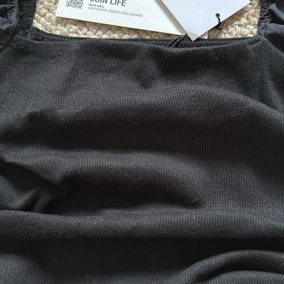 NWT Zara adorable black puff sleeve cotton crop top - Picture 6 of 13